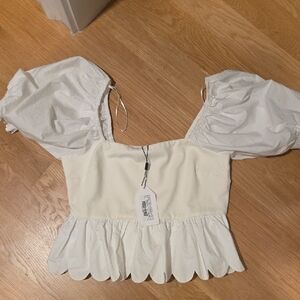 English Factory White Puff Sleeve Blouse